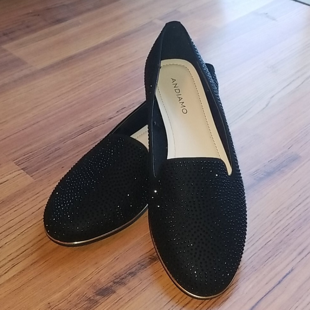 Women 9.5 Black Sparkly Flats